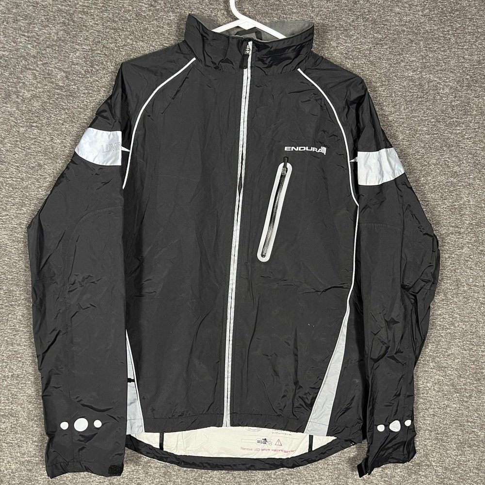 Endura Luminite Cycling Jacket Mens Medium Black Waterproof Reflective LED Light